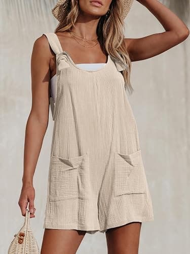 CUPSHE Women's Summer Sleeveless Overall Adjustable Loose Jumpsuit Beach Romper Travel Vacation Outfits with Pockets thumbnail 5