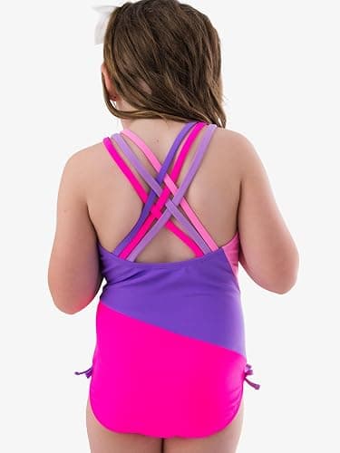 RuffleButts Girls Color Block Cross-Back One Piece Swimsuit - Fashion One-Piece Swimsuit thumbnail 2