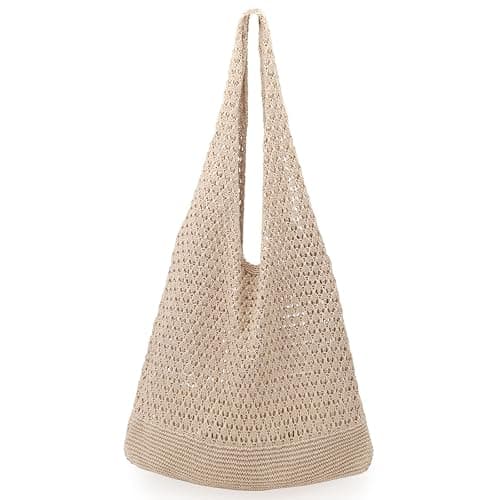 hatisan Crochet Bags for Women - Summer Beach Tote, Aesthetic Hippie Knit Bag - Image 1