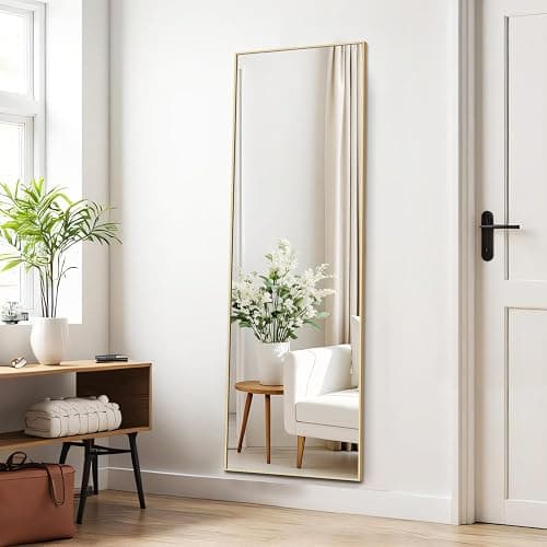 Aidoly Mirror Full Length, Upgraded Body Wall Mirrors with Shatter-Proof Glass, Floor Standing, Hanging or Leaning, Tall Mirror with Stand Aluminum Alloy Frame for Bedroom Cloakroom thumbnail 4