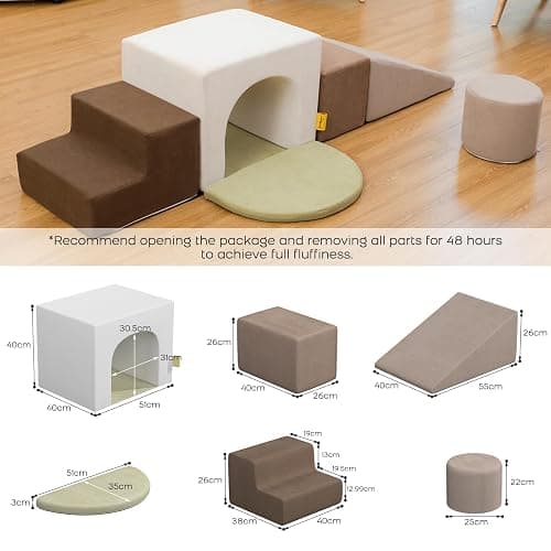 BanaSuper Blocs Mousse Éducatifs Modulables | Jeu de Motricité Intérieure pour Enfants | Parcours Motricité | Structure d'escalade Antidérapante | Design Lavable & Sécurité Renforcée (Gris) thumbnail 3