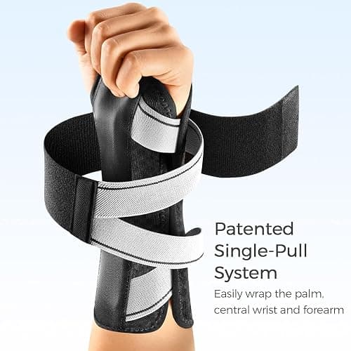 FREETOO Carpal Tunnel Wrist Brace Night Support Fit Left Hand for Work, Pain Relief Wrist Splint for Tendonitis, Arthritis, Sprain, Wrist Immobilizer Fit Women Men for Sleeping (XS, Black/Grey) thumbnail 5