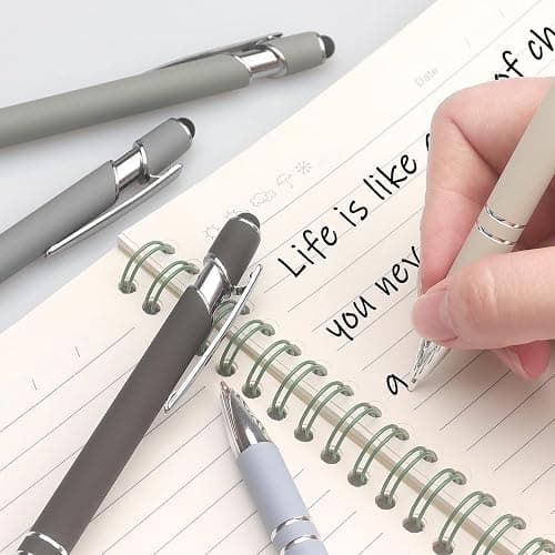 Bribobo Ballpoint Pen 2-in-1 Stylus Retractable Ballpoint Pen with Stylus tip, Metal Stylus Pen for Touch Screens, 1.0 mm Black Ink (Pastel Color) 6 Pack thumbnail 6