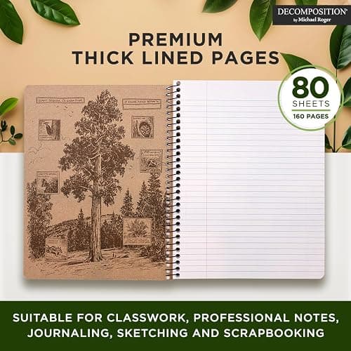 Decomposition Midnight Moths College Ruled Spiral Notebooks – 9.75 x 7.5 Journal with 160 Lined Pages – Notebooks for School Supplies, Home & Office – 100% Recycled Paper – Made in USA thumbnail 5