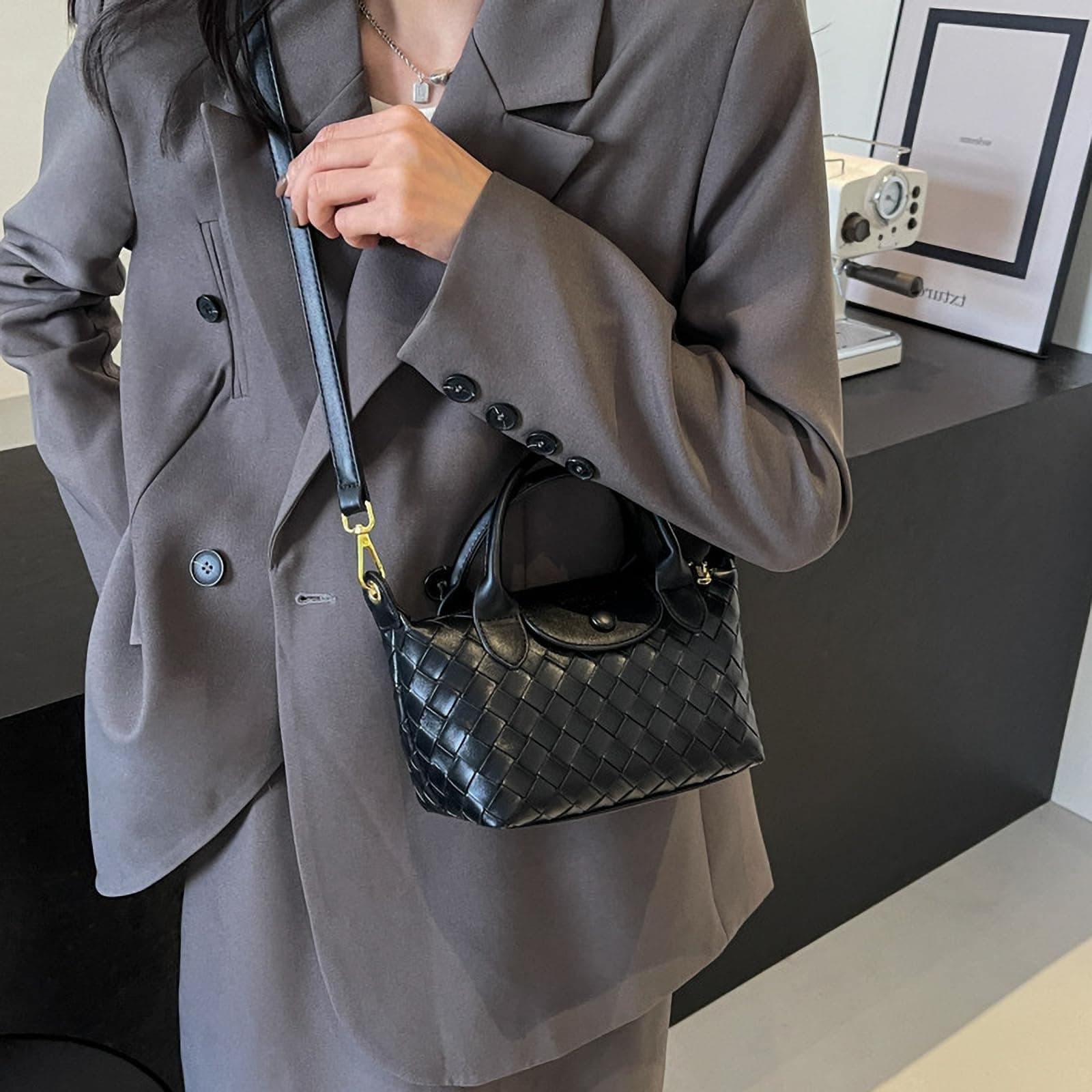 Mini Small Size Braided Luxury Leather Women's top Handle Handbag Fashion Travel Daily Satchel thumbnail 3