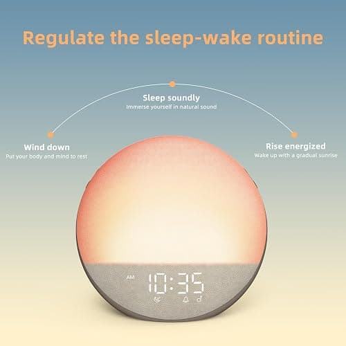 Odokee Sunrise Alarm Clock White Noise Machine: Natural Wake Up Light | Dimmable Clock with Bluetooth Speaker for Bedroom - 25 Sleep Sounds for Baby Adults Kids Cocoa thumbnail 5