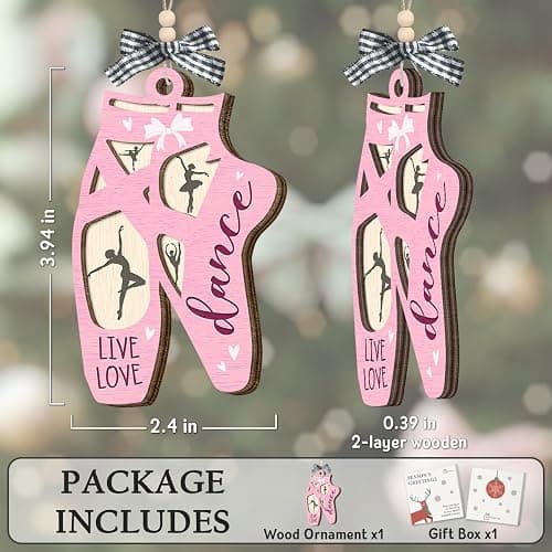 Ballet Ornament 2025 - Ballet Christmas Ornaments, Ballerina Gifts for Teen Girls, Women, Dancers, Wooden Dance Christmas Ornament for Ballerina Lovers, Dancers, Teachers - Xmas Tree Hanging Decor thumbnail 3