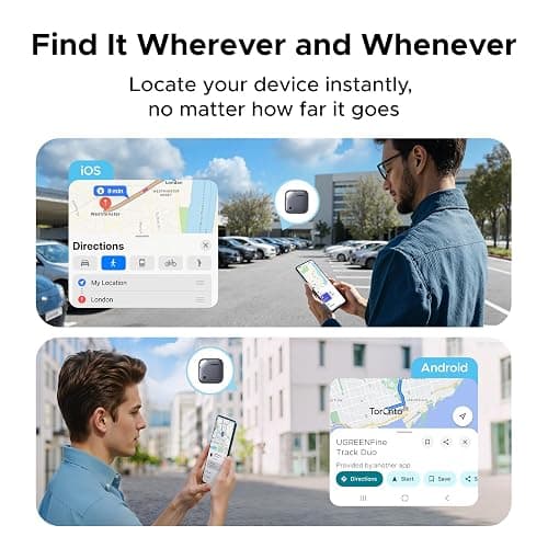 UGREEN FineTrack Duo (iOS or Android) Tracker Tags 4 Pack, USB-C Rechargeable Bluetooth Tracker Compatible with Apple Find My or Find Hub App, Item Finder Smart Tag for Key Wallet Backpack and Luggage thumbnail 4