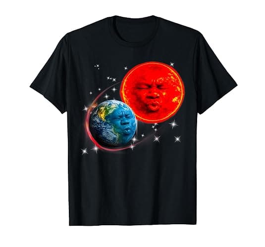 Funny Sun and Earth Speed Face Brainrot Meme T-Shirt - Image 1