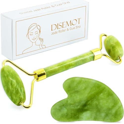 Disemot Jade Roller & Gua Sha Facial Tools, Natural Anti-Aging Jade Beauty Skin-Care Tool Face Roller to Rejuvenate Facial Skin Cooling, Slimming & Firming, Great as Stocking Stuffers thumbnail 8