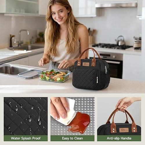 HOMESPON Insulated Lunch Bag Water Resistant Tote with Pockets | 3-Layer Insulation, 12-Can Capacity, Wipe-Clean Aluminum Foil Interior, Soft Canvas Handle, for Work & Picnic thumbnail 4
