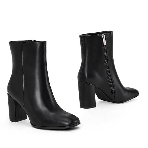 Elisabet Tang Women Ankle Boots 3 Inch Chunky Heel Side Zipper Ankle Booties with Square Toe thumbnail 5