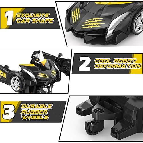 BLUEJAY Transform Rc Cars for Boys 4-7 8-12, 2.4Ghz Remote Control Car 1:18 Scale Transforming Robot, One-Button Deformation 360° Rotation Car Toy Gifts for Boys 3-5 thumbnail 5