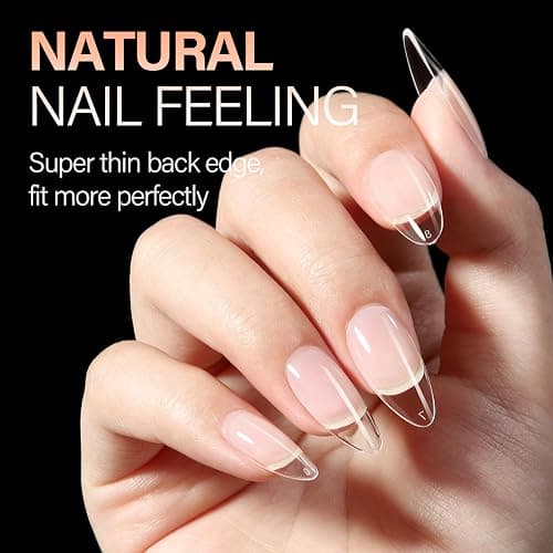 AILLSA Short Oval Round Nails 504PCS Clear Gel Nails Tips Press on False Soft Nails Tip Full Cover Fake Gelly Nails Tips for Nail Extension DIY Home Salon Gift, 10 Sizes Preshaped Nail Tips thumbnail 3