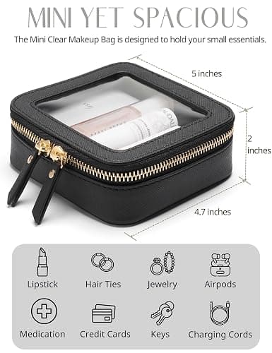 Popvibe Clear Makeup Bag Travel Cosmetic Case Transparent Toiletry Bag with Zipper, Portable Make Up Organizer Traveling Compact Car Bag for Essentials thumbnail 3