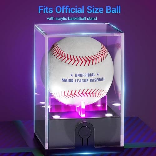 Leshein Baseball Display Case with Led Light, Light up Baseball Case for Display, Acrylic Baseball Holder Display Case, UV Protected Clear Baseball Stand Baseball Cube for Memorabilia Baseball Gifts thumbnail 5