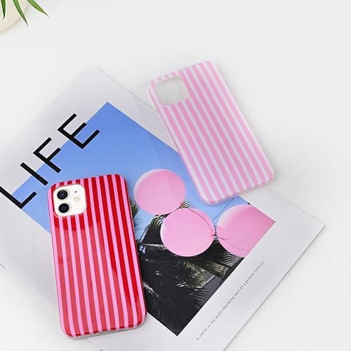 SleekCover Compatible with iPhone 11 Case,Cute Kawaii Aesthetic Striped Pattern Cover for Women Girls,Soft TPU Shockproof Protective Stylish Case for iPhone 11 6.1",Blue thumbnail 6