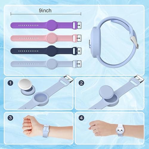 Waterproof AirTag Bracelets for Kids, Hidden Silicone Wristbands, 2 Pack | 360° Full Coverage Protection, Lightweight Tracker Holder, Secure Fit, Pool & Playground, AirTag Not Included thumbnail 4