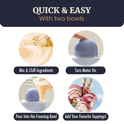 Americana by Elite Pint Perfect™ EIM1205DB Ice Cream Maker, 2 x 1 Pint Capacity Dual Freezing Mugs, Frozen Yogurt, Sorbet, Gelato, Recipes, Periwinkle thumbnail 4