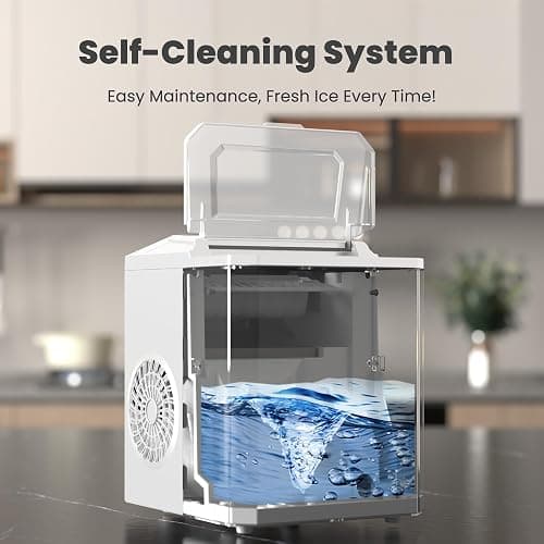 ⭐️DUMOS Countertop Ice Maker, Portable 1.5L Ice Machine with Self-Cleaning, 26.5lbs/24H Fast Ice Making, 9 Bullet Ice Cubes in 6 Mins, 2 Size Options, Quiet Compact Ice Maker, Bright White thumbnail 5