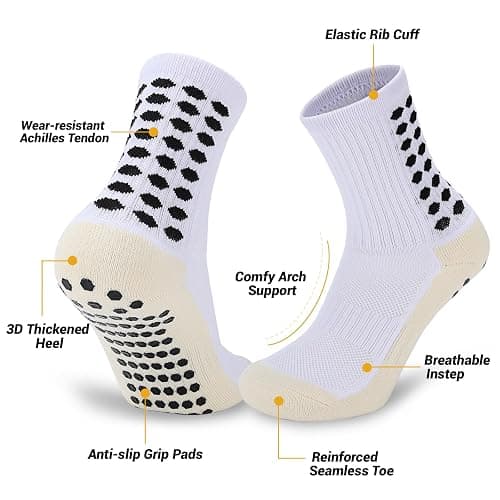Ultrafun 3/5 Pairs Soccer Socks with Grip Pads Non Slip Football Basketball Sports Socks for Men Women thumbnail 5