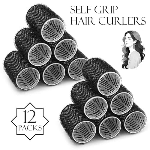 Hair Curlers Rollers, 12Pcs Hair Rollers Hair Curlers Self Grip Holding Rollers with 12 Pcs Hair Clips for Long Medium Short Thick Fine Thin Hair Bangs Volume thumbnail 2