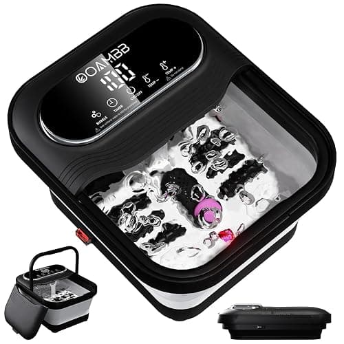 OOAMBB Collapsible Foot Spa with Heat, Bubble and Temp Control, Foot Bath Massager with XL Touch Screen and Massage Rollers, Foot Soaking Tub, Pedicure Foot spa for Stress Relief (Black) - Image 1