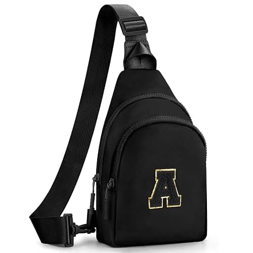 Fystdtote Gifts for Teen Girls Kids,Crossbody Initial Bag Purse Black,A | Birthday Gift for Girl Toddler,Sling Bag Fanny Pack Trendy Stuff,Personalized Gifts for 3 4 5 6 7 8 9 10 11 12 13 Year Old - Image 1