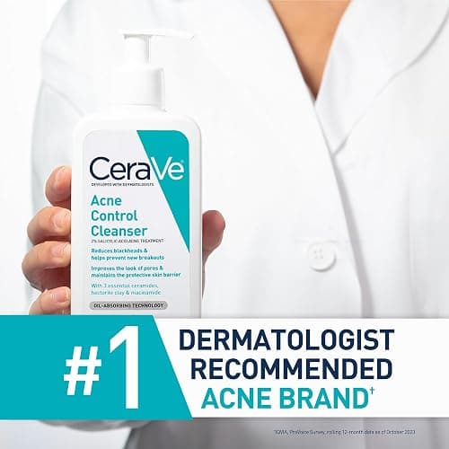 CeraVe Acne Control Cleanser, 2% Salicylic Acid Treatment Formulated With Niacinamide + Ceramides + Oil Absorbing Clay, Gentle Face Wash Helps Clear & Prevent Acne, Fragrance Free, 16 Ounce thumbnail 6