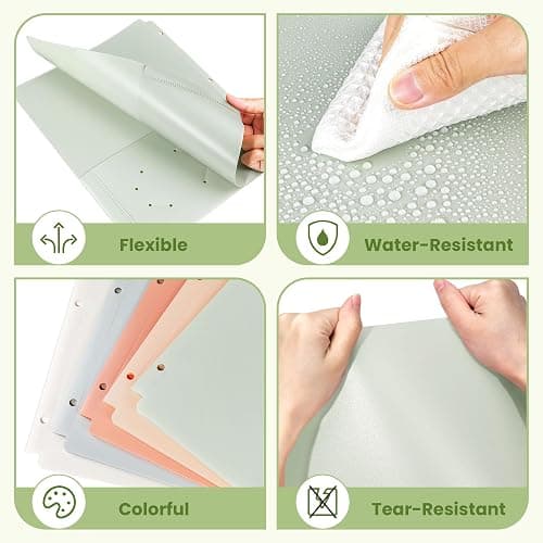 SUNEE 3-Hole Pocket Folders (5 Pack, Vintage Colors) - Recycled Plastic Folders for 3 Ring Binder, with Pockets for Kids, Students, Teachers, Office thumbnail 5