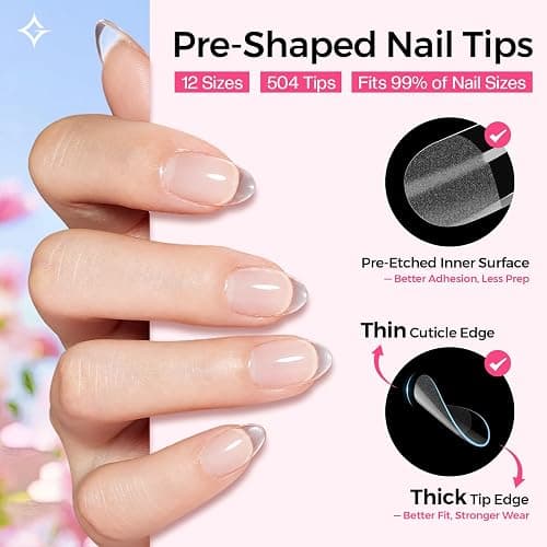 Glamonade Nail Extension Starter Kit: Short Almond 504Pcs Gel Tips Set thumbnail 4