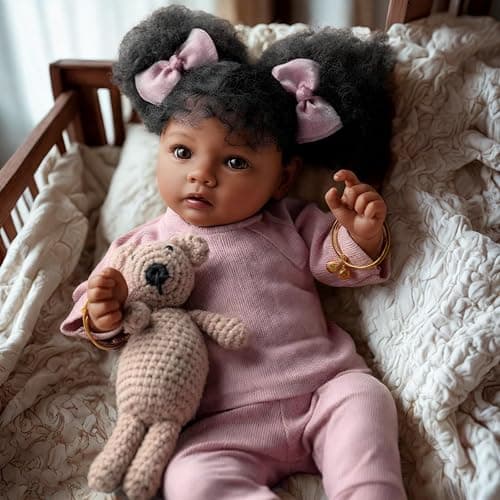 BABESIDE Lifelike Reborn Baby Dolls Daisy Black Girl- 20 Inch Soft Body Realistic-Newborn Handmade Real Life Baby Dolls with Clothes and Toy Gift for Kids Age 3+ thumbnail 4