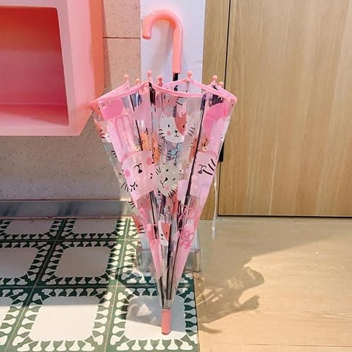 MRTLLOA Kids Clear Bubble Umbrella with an Easy Grip Curved Handle, Safety Transparent Dome Bubble Umbrella for Toddler Boys Girls thumbnail 4