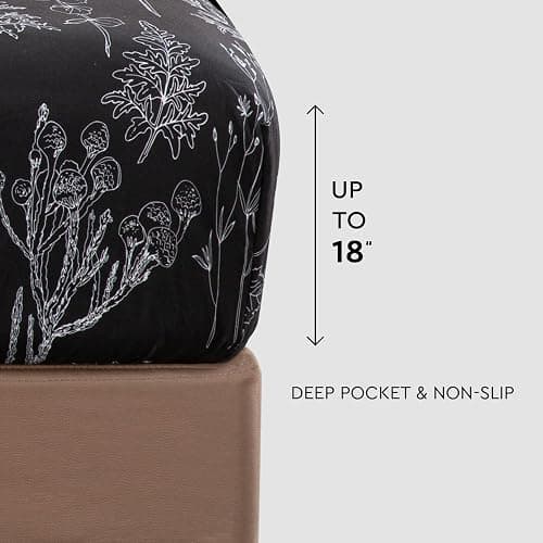 HYPREST Black Sheets Queen,Deep Pocket Sheets, 1800 Thread Count Pattrn Bed Sheets Soft Breathable Cute Printed Boho Farmhouse Bed Sheets, Oeko-Tex Certificated- Up to 18 Inch thumbnail 2
