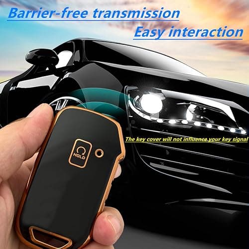 Kepdul for Kia Key Fob Cover Key Protective Holder Fit for Kia Soul Forte Telluride K5 Seltos NIRO Sportage Sorento Smart Keys Shell (Gold-Black) thumbnail 5