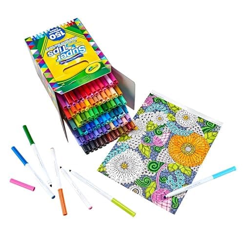 Crayola Super Tips Marker Set (150ct), 2-in-1 Fine Point & Broad Line Markers for Kids, for Kids, Colored Markers for Coloring Books, 3+ thumbnail 2