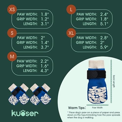 Kuoser Dog Socks for Hardwood Floors, Anti Slip Dog Dog Recovery Boot to Prevent Licking Paws, Grippers for Senior Dogs, Non Slip Paw Protectors for Small Medium Large Dogs thumbnail 2