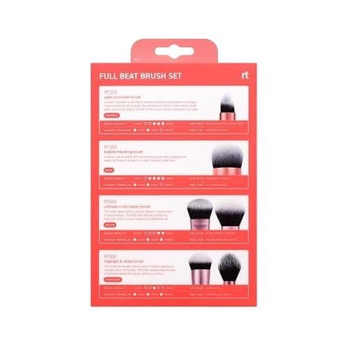 Real Techniques Full Beat Makeup Brush Set, 4 Piece Brush Kit for Foundation, Concealer, Blush, Contour, Highlight & Powder Blending, Travel Set, Soft UltraPlush Bristles, Cruelty-Free | Travel-ready glam, travel makeup brush set, makeup brush kit, concealer, contour thumbnail 7