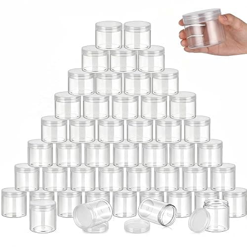 SATINIOR 100 Pcs Plastic Jars with Lids Small Containers Lids Wide Mouth Small Plastic Containers for Lotion Cream Rhinestones Body Butters Travel Storage(6 oz, Clear) - Image 1