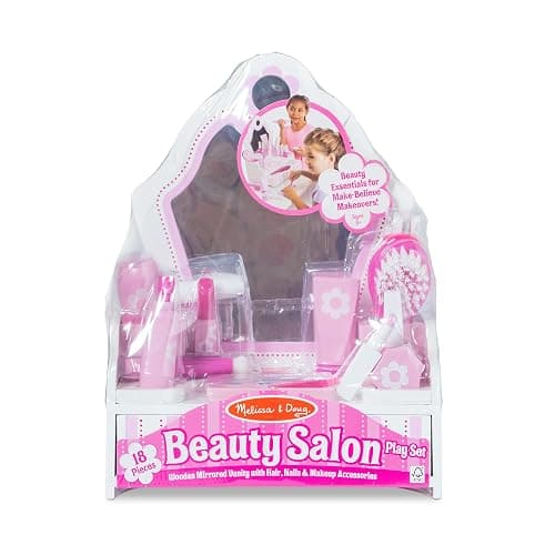 Melissa & Doug Wooden Beauty Salon Play Set, 18-Piece Vanity with Pretend Play Toys, Makeup, Mirror, Accessories & More, Preschool Toys for Girls & Boys Ages 3+ - FSC Certified thumbnail 4
