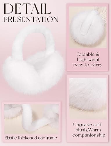 Lainlight Women Winter Ear Muffs Foldable Ear Warmers Ultra Soft Fluffy Faux Fur Earmuffs for Travel Skiing Outdoor thumbnail 2