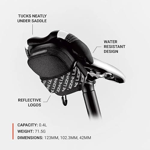 LEZYNE Road Caddy Compact Bike Saddle Bag - Lightweight Durable Nylon Cycling Under Seat Pouch with Velcro Attachment, Clamshell Opening & Reflective Accents for Road Bikes & Commuters, 0.4L Capacity thumbnail 4
