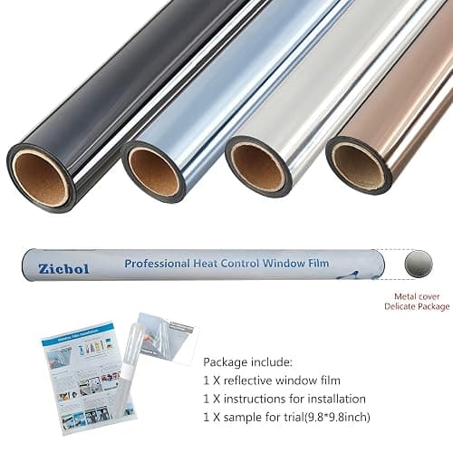 Window Privacy Film,One Way Mirror Film Daytime Anti UV Sun Blocking Heat Control Reflective Film Decorative Static Cling Window Tint for Home Office Living Room(Silver, 17 Inch x 6.5 Feet) thumbnail 6