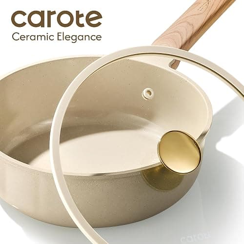 CAROTE 14Pcs Pots and Pans Set Non stick, Ceramic Cookware Set, Non-toxic Kitchen Cooking Set, PFAS and PFOA Free thumbnail 5