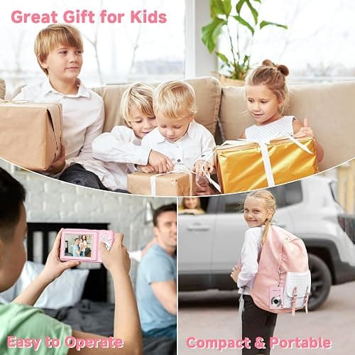 Digital Camera, 44MP Compact Camera, FHD 1080P Point and Shoot Digital Cameras with 16X Zoom, Face Detect, Smile Capture, Anti Shake, for Boys Girls Teens Gifts (Pink) thumbnail 7