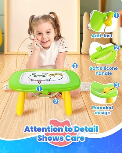 Seimome Toddlers Magnetic Drawing Board, Ages 1-3, Green, 8.9 Inch Drawing Area, Toddler Girl Toys, Learning Numbers & Alphabet - Green thumbnail 5