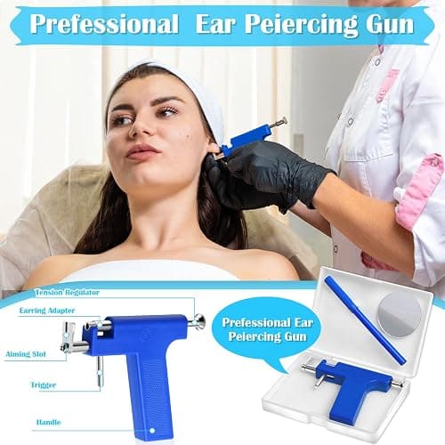 Ear Piercing Gun with Piercing Tools Kit, Professional Ear Nose Piercing Gun Machine with Stainless Steel Piercing Studs, Crystal Earrings Set for At Home Salon Earlobe Cartilage Helix Tragus Piercing thumbnail 2