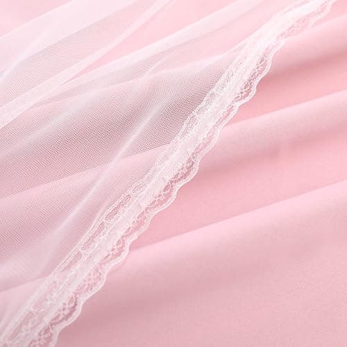 SOFJAGETQ Pink Curtains 84 inch Length - Double Layers Blackout and Sheer with Lace Hem Window Curtains & Draperies Panels for Kids/ Girls Bedroom Living Room Nursery, 2 PCs - 52 x 84 White thumbnail 3