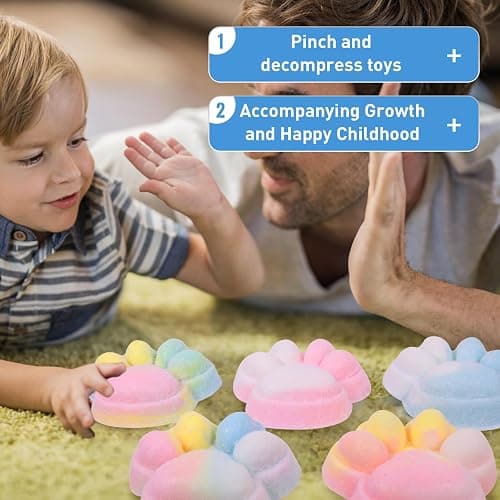 1pcs Rainbow Pink Big 5in Squishy Cat Paw Squeeze Toys,Cute Kawaii Squishies,Fur Ball,Jelly Kitty Paw Squishy Funny for Adults Kids thumbnail 2