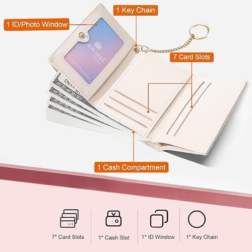 Sunwel Fashion Cute Coquette Bow Wallet with Key-chain for Women Girls | Bow Print Wallet Card Holder ID Window thumbnail 3